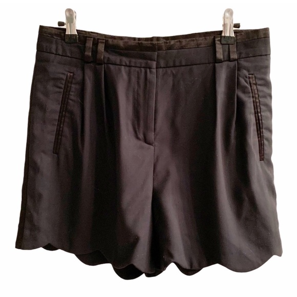 The Kooples Black High Waist Scallop Pleat Shorts - Picture 3 of 4